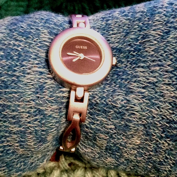 ? GUESS ? Bracelet Watch!  GUESS Inscribed on Clasp & in Gold on Navy Blue Face! main image 10